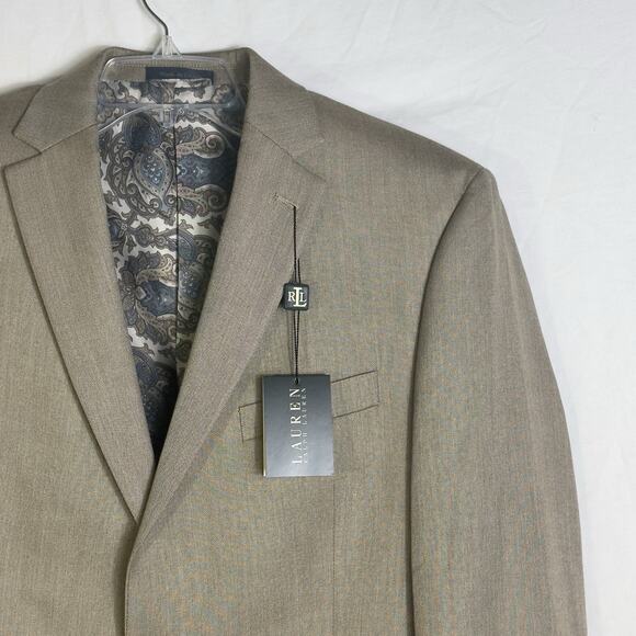 Lauren Ralph Lauren Men’s Blazer 44R Gold Tan Textured Weave Paisley Lined NEW - Picture 1 of 10